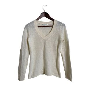 The Limeted Cream Angora V-Neck Sweater